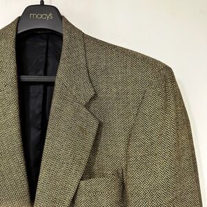 Zylos George Machado Silk Blend Herringbone Blazer Mens 42R Brown Italy Academia